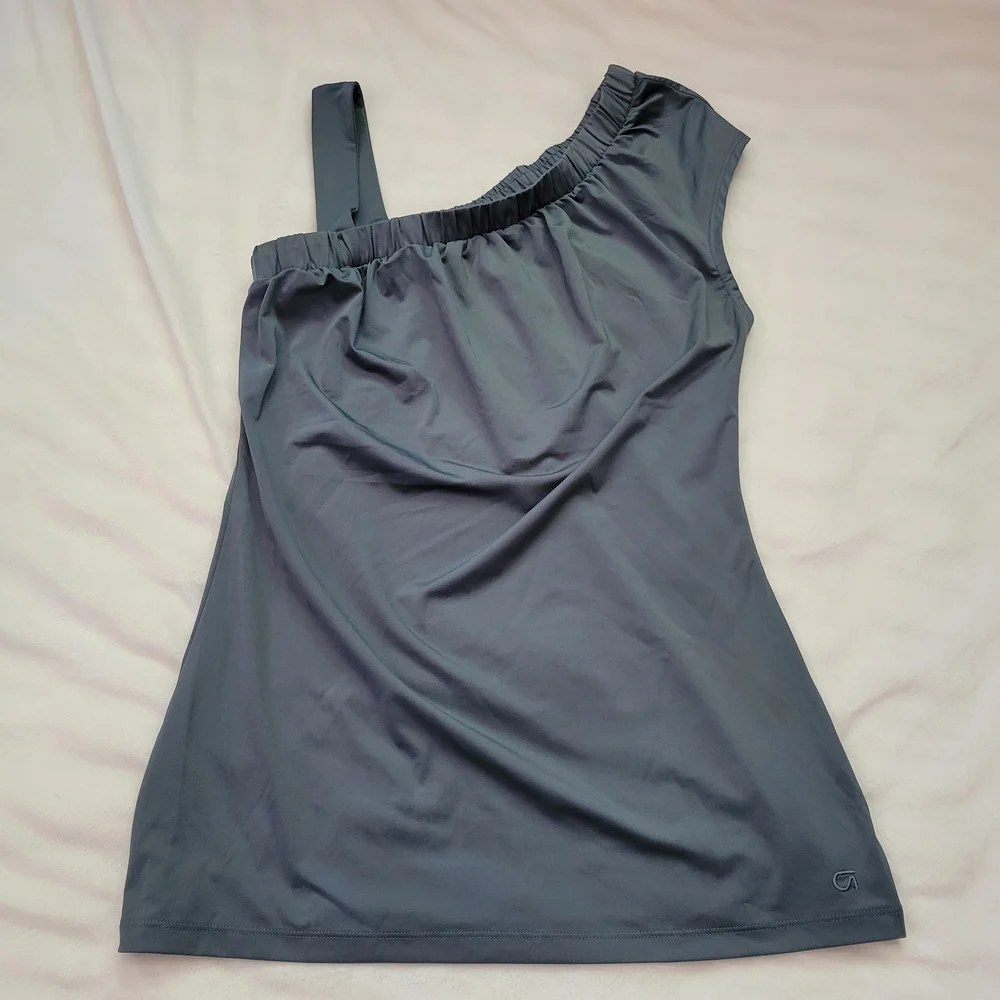 Gray One-Shoulder Top - Picture 1 of 7